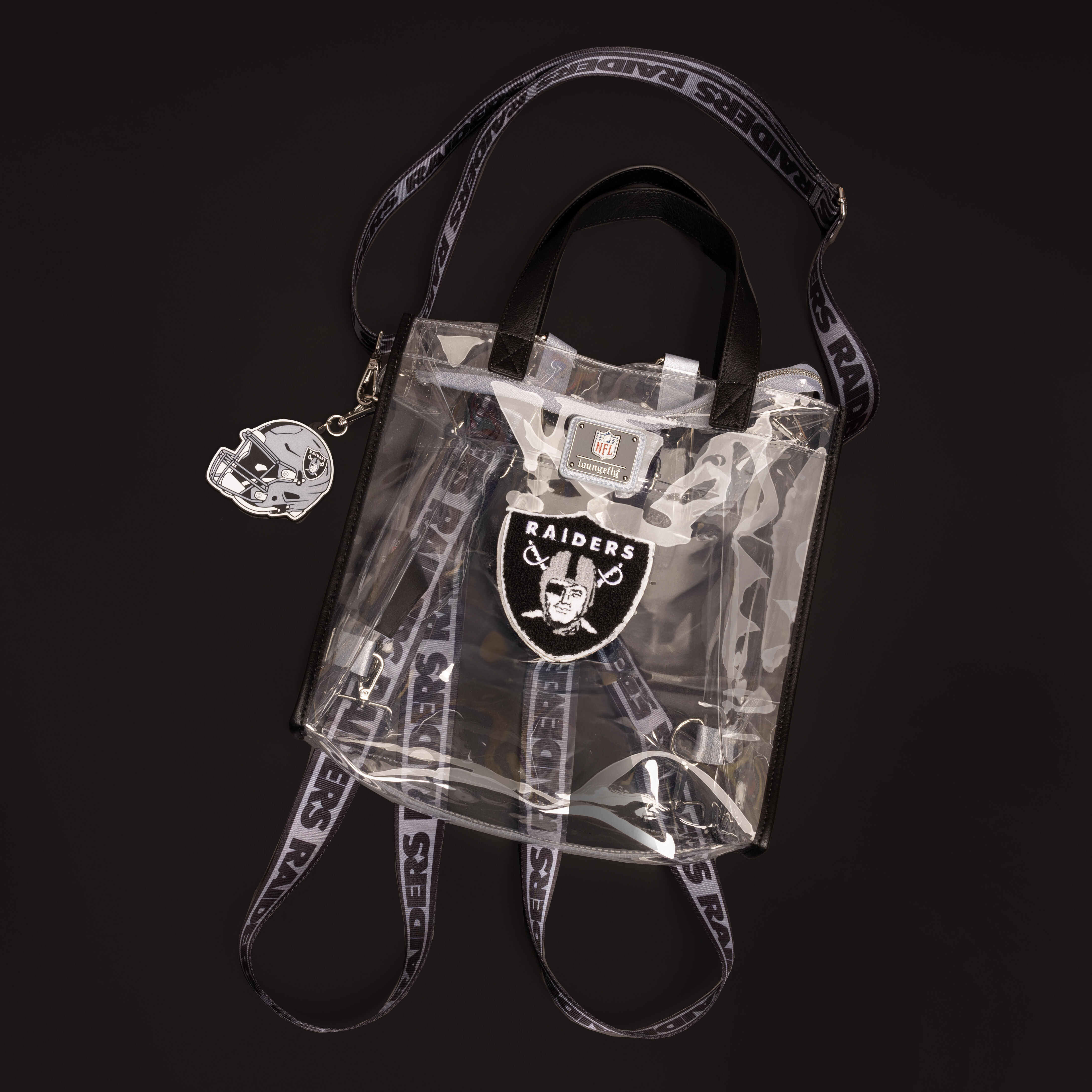 NFL Las Vegas Raiders Clear Convertible Backpack & Tote Crossbody Stadium Bag - Image 2
