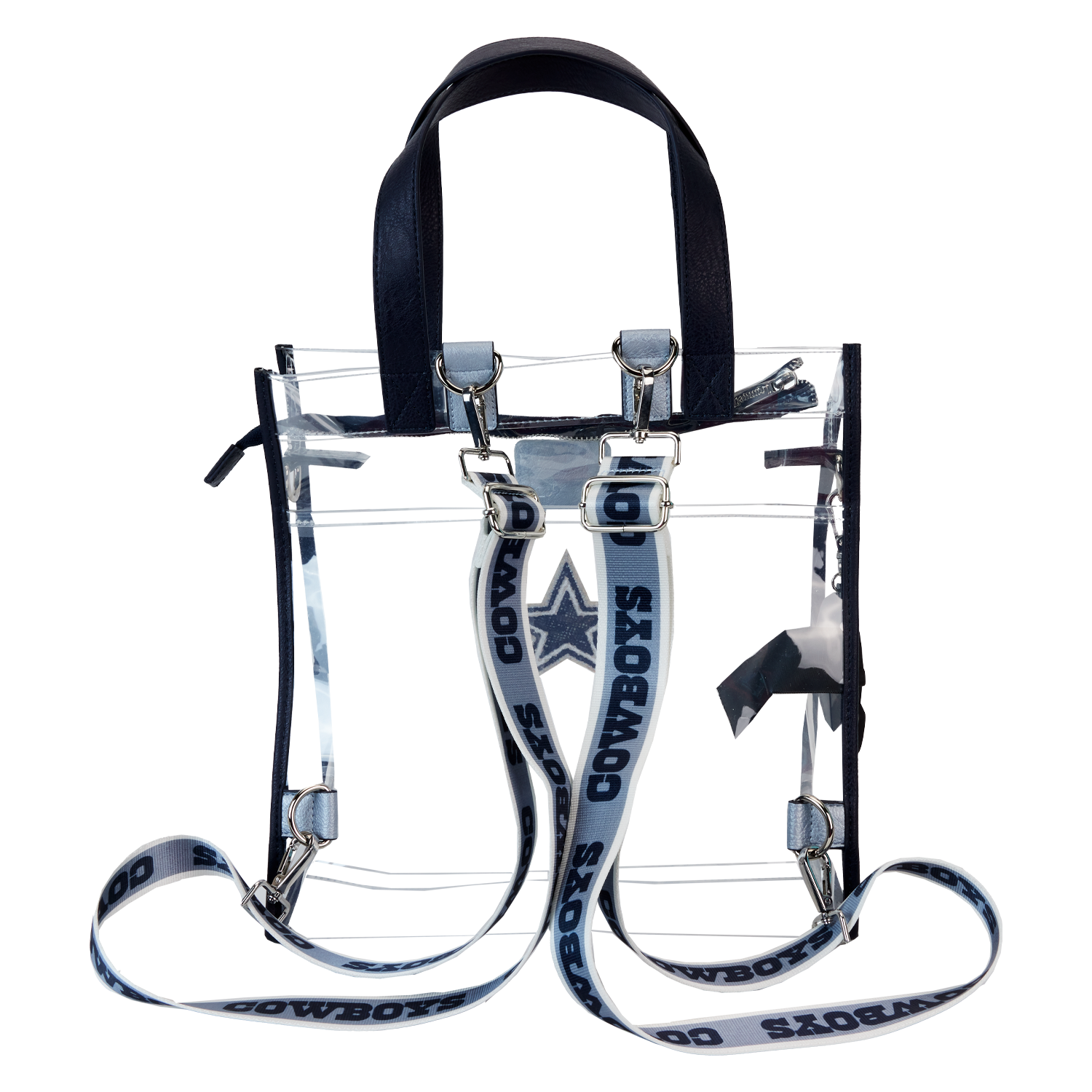 NFL Dallas Cowboys Clear Convertible Backpack & Tote Crossbody Stadium Bag - Image 6